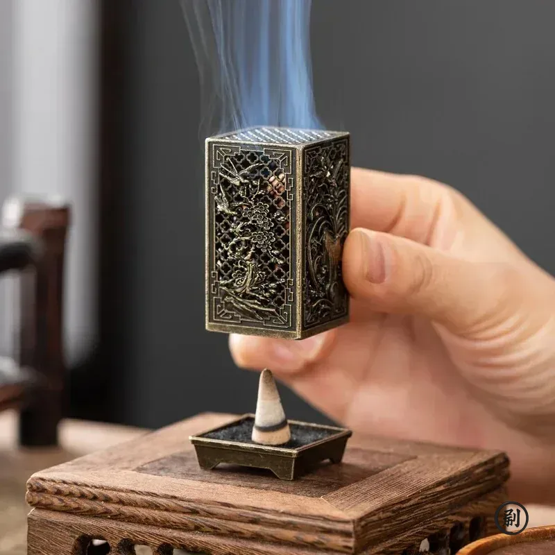 Incense Cone Holder - Vierkante Verticale Wierookbrander Kleine Xiangyun Legering